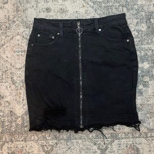 Black denim skirt